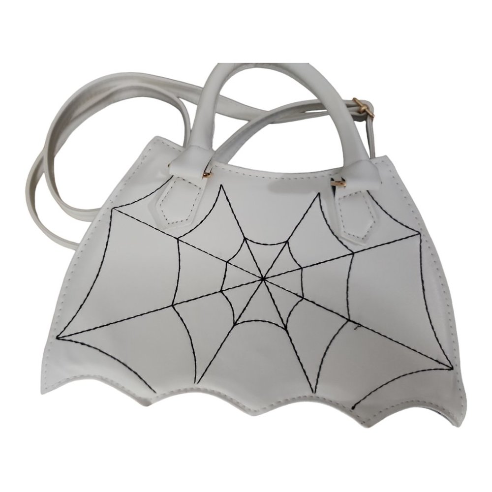 Women's Cosplay Halloween White Spider Black Web Shoulder Bag, Gothic